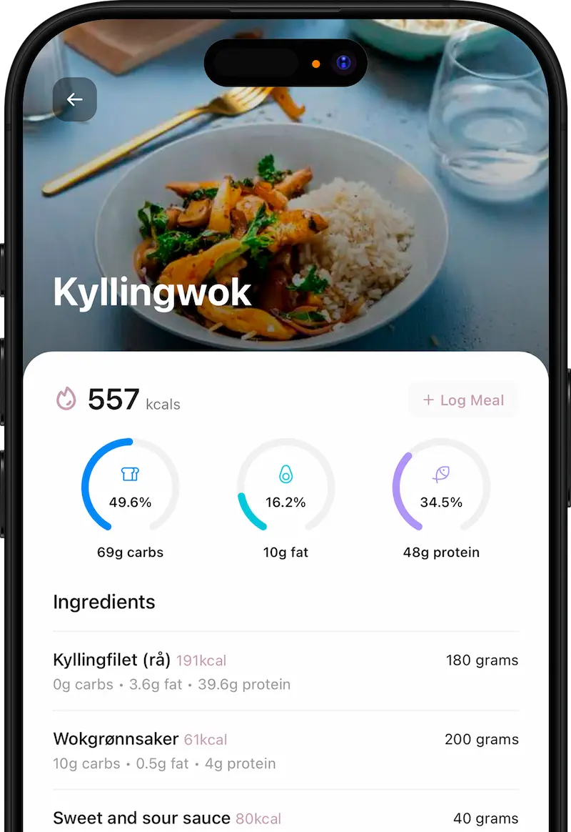 funksjonene kostholds og treningsplaner i appen